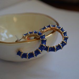 Blue & Gold Hoop Earrings